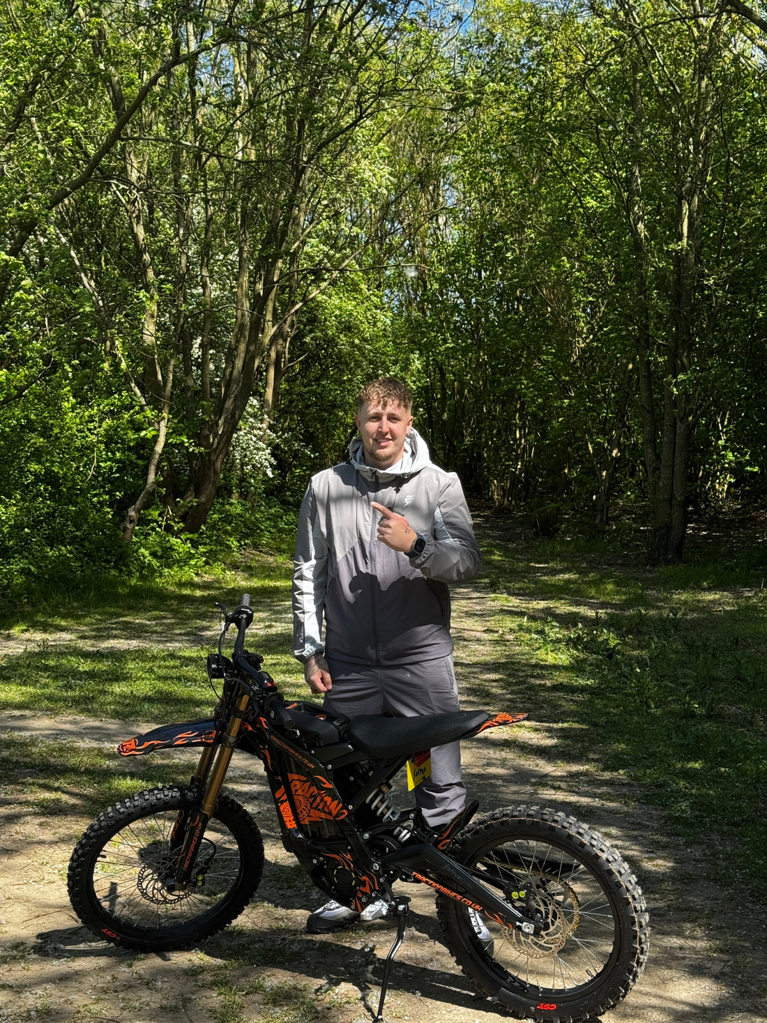 Felix from Traction Bikes with the custom branded Sur-Ron Light Bee delivery