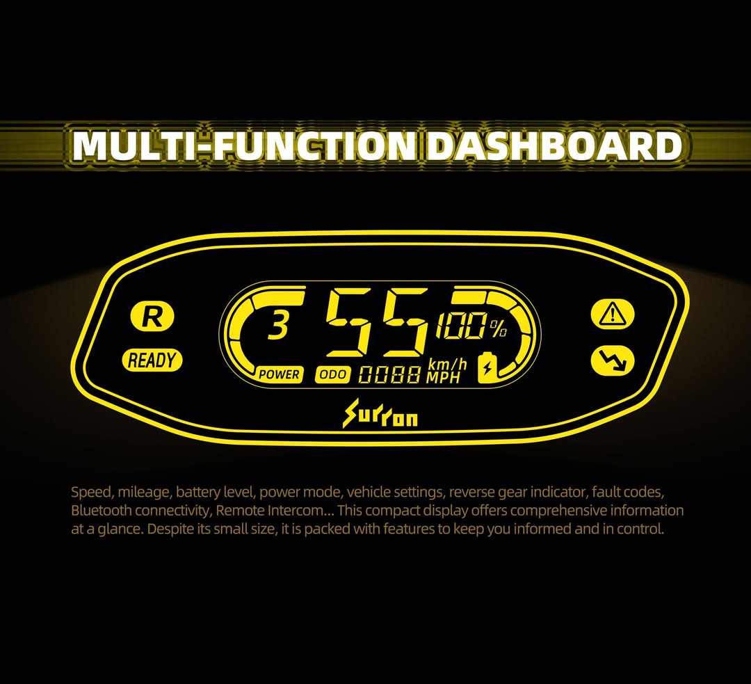 2026 Sur-Ron Hyper Bee multi-function dashboard speedometer with Bluetooth and remote intercom