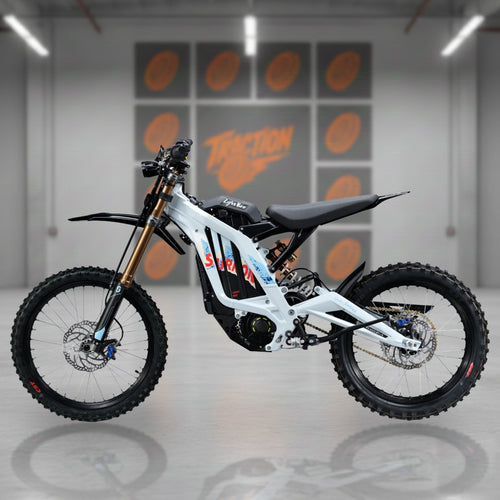 2026 Sur-Ron Light Bee X in White, side profile, Traction Bikes warehouse